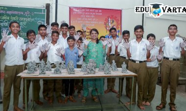 रंगांची उधळण करत विद्यार्थ्यांनी साकारले पर्यावरणपूरक बाप्पा...