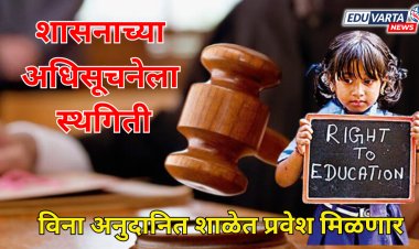 RTE Breaking News : शासनाच्या अधिसूचनेला न्यायालयाची स्थगिती; इंग्रजी माध्यमाच्या शाळांमध्ये प्रवेश द्यावा लागणार