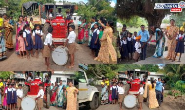 शाळेच्या पहिल्या दिवशी विद्यार्थ्यांसाठी प्रवेशोत्सव मिरवणूकीचे आयोजन