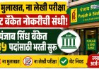 ना मुलाखत, ना लेखी परीक्षा थेट बँकेत नोकरीची संधी; पंजाब सिंध बँकेत ६३५ पदांसाठी भरती सुरू 