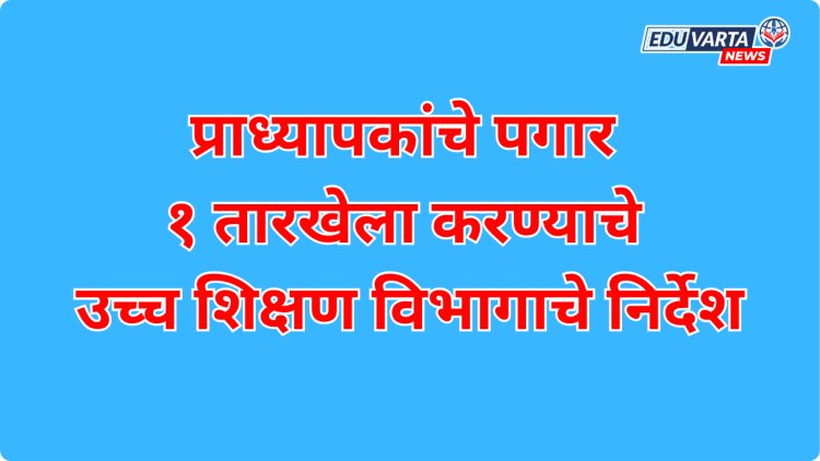 प्राध्यापकांचे पगार १ तारखेला करण्याचे उच्च शिक्षण विभागाचे निर्देश;आर्थिक सुरक्षेला बळ