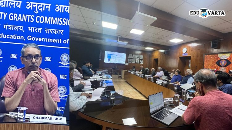 UGC Chairman Jagadesh Kumar attends a review meeting with Vice Chancellors of Deemed to be Universities
