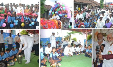 शिक्षणमंत्री शाळेच्या पंगतीत; विद्यार्थ्यांसोबत आमरसाच्या जेवणाचा घेतला आस्वाद