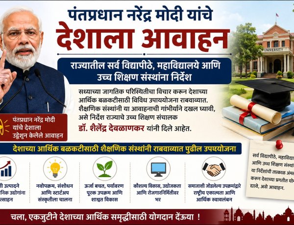 पंतप्रधानांच्या आवाहनाची विद्यापीठ, महाविद्यालयांनी गांभीर्याने दखल घावी; उच्च शिक्षण विभागाचे निर्देश