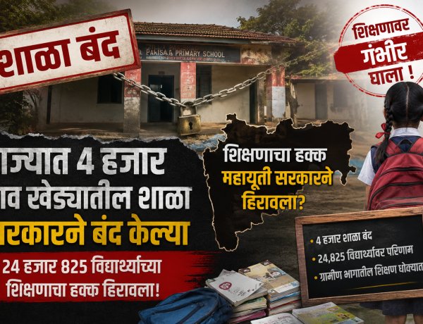 राज्यातील ४ हजार शाळा बंद, २५ हजार विद्यार्थ्यांचा शिक्षणाचा हक्का हिरावला