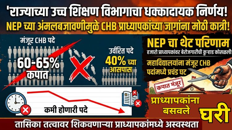धक्कादायक: हजारो CHB प्राध्यापक घरी बसणार;NEP मुळे बेरोजगारी कुऱ्हाड, पदे केली कमी