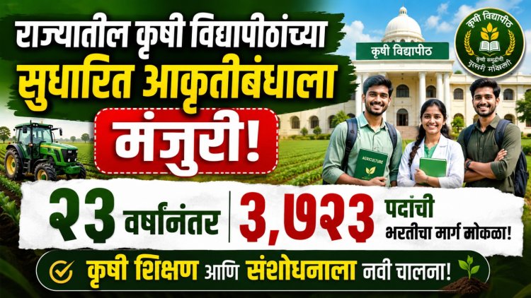 राज्यातील कृषी विद्यापीठांच्या सुधारित आकृतीबंधाला मंजुरी; २३ वर्षांनंतर ३,७२३ पदांची भरतीचा मार्ग मोकळा