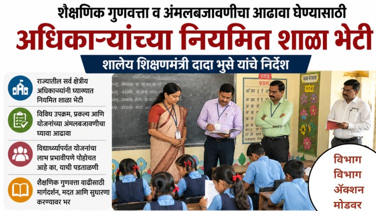 शिक्षण विभागाचा शाळा भेटीवर धडका; आठवड्याला पाच शाळांना भेटी देणार