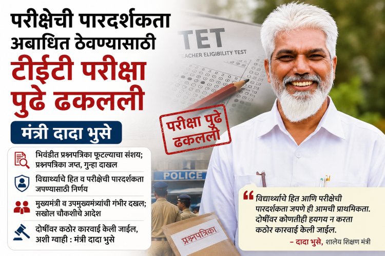 परीक्षेची पारदर्शकता अबाधित ठेवण्यासाठी टीईटी परीक्षा पुढे ढकलली; मंत्री दादा भुसे