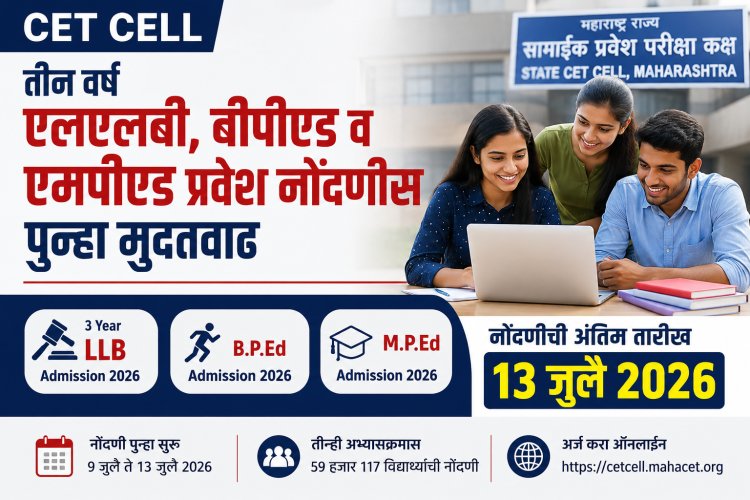 तीन वर्ष एलएलबी, बीपीएड व एमपीएड प्रवेश नोंदणीस पुन्हा मुदतवाढ