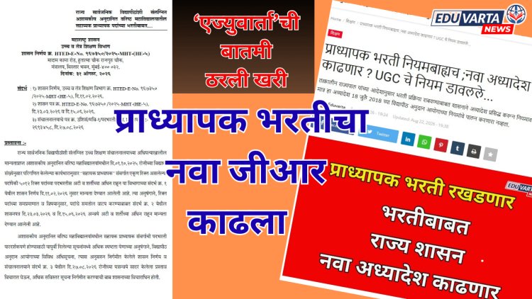 प्राध्यापक भरतीच्या नियमात पुन्हा बदल; नवा जीआर प्रसिध्द; भरतीचे नियम केले अधिक कठोर